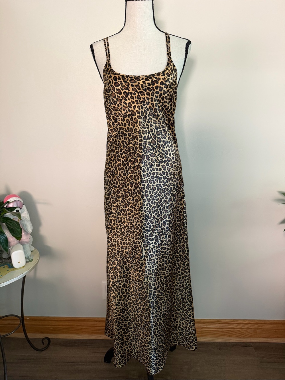 Victoria's Secret 1999 Leopard Slip Maxi Dress - Black & Tan - Picture 4 of 12